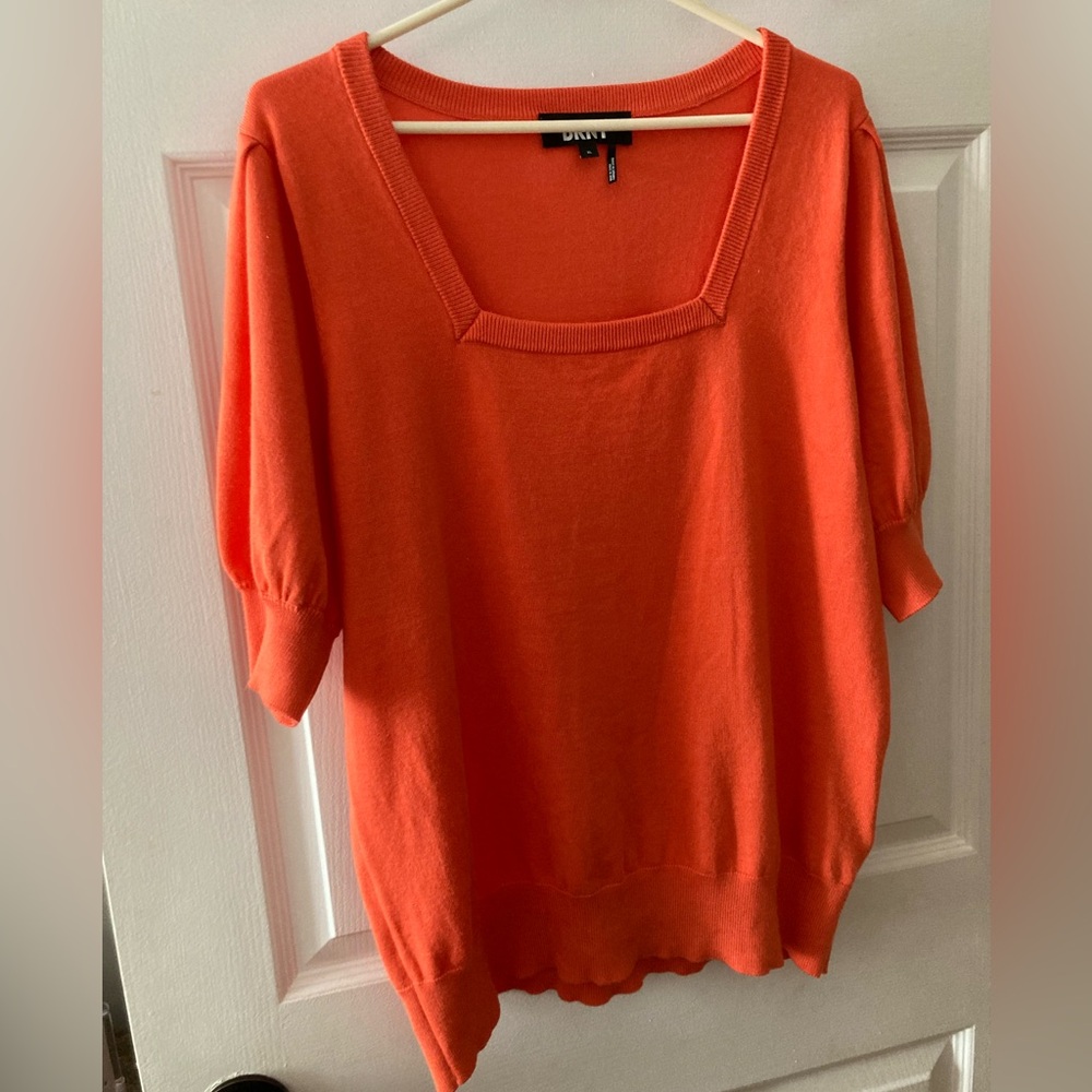 DKNY Vibrant Orange Knit Top
